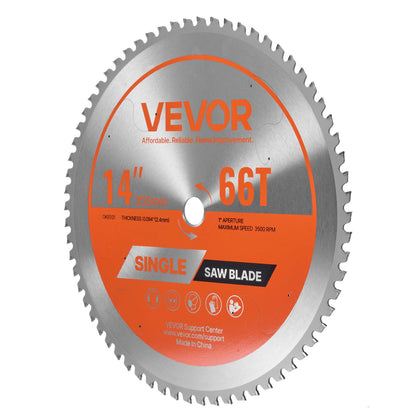 Circular Saw Blade, 355 mm Diameter, 66 Sharp Alloy Teeth, 25.4 mm Arbor, Fine Finish, Metal Cutting Blade for Circular Saw, with Noise-Reducing Heat Vents, for Cutting Steel and Aluminum