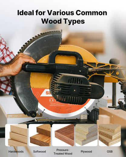 Circular Saw Blade, 254 mm Diameter, 50 Sharp Alloy Teeth, 15.875 mm Arbor, Fine Finish, Wood Cutting Blade for Circular Saw, with Noise-Reducing Heat Vents, for Cutting Plywood, OSB, Hardwood
