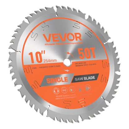 Circular Saw Blade, 254 mm Diameter, 50 Sharp Alloy Teeth, 15.875 mm Arbor, Fine Finish, Wood Cutting Blade for Circular Saw, with Noise-Reducing Heat Vents, for Cutting Plywood, OSB, Hardwood