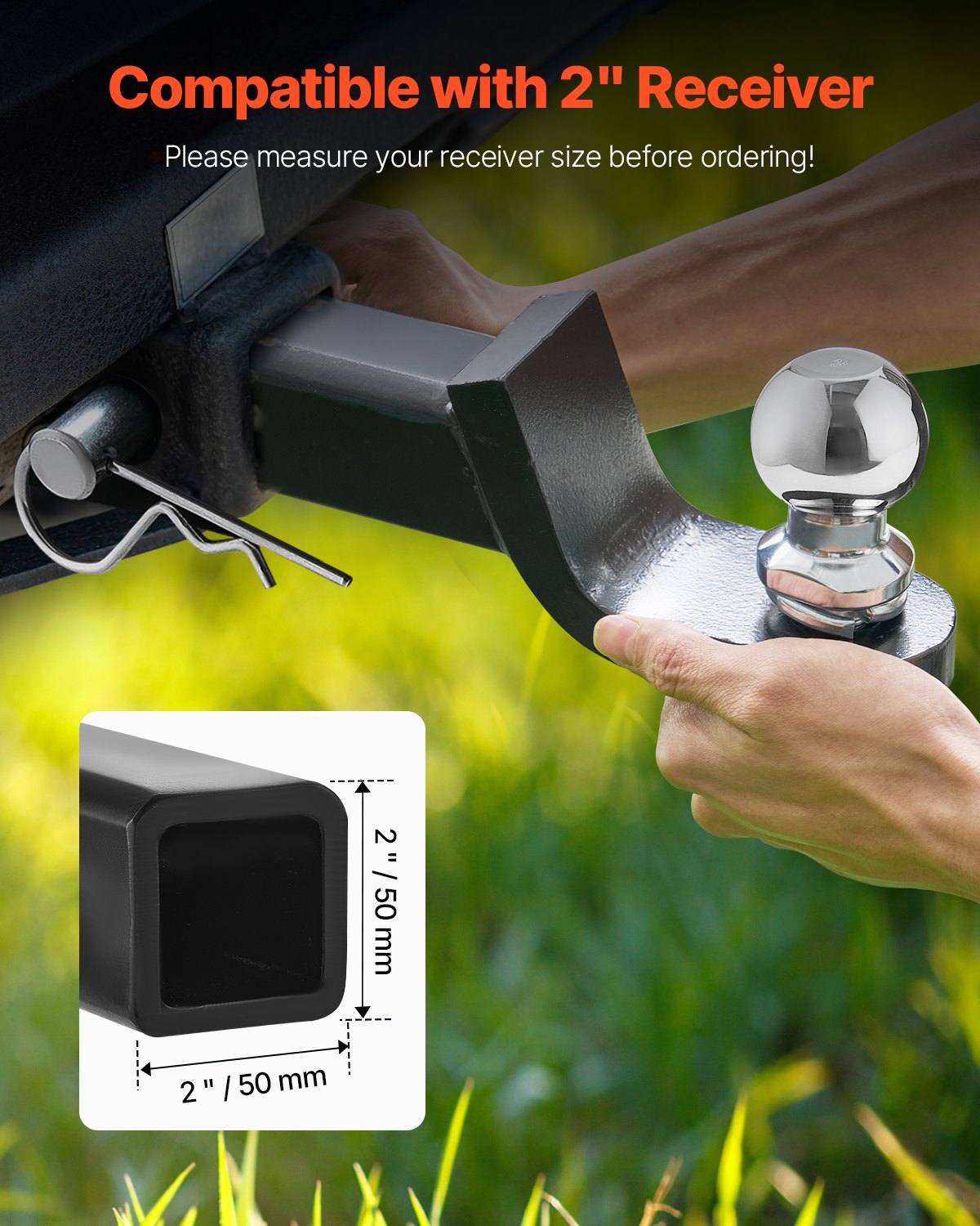 VEVOR Trailer Hitch 50mm Receiver 50mm Drop Trailer Hitch Ball Mount 3400 kg