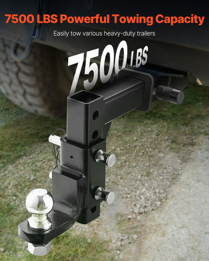 VEVOR Adjustable Trailer Hitch 50mm Receiver 23.9cm Drop Ball Mount Hitch 3400kg