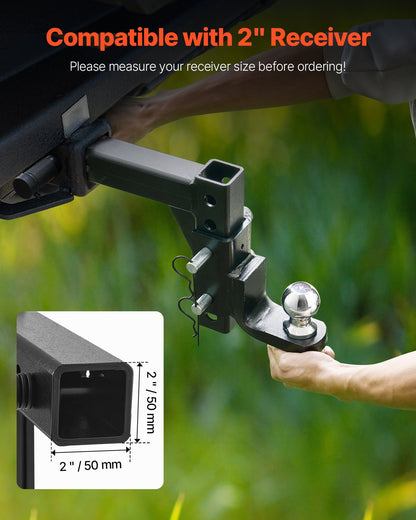 VEVOR Adjustable Trailer Hitch 50mm Receiver 23.9cm Drop Ball Mount Hitch 3400kg