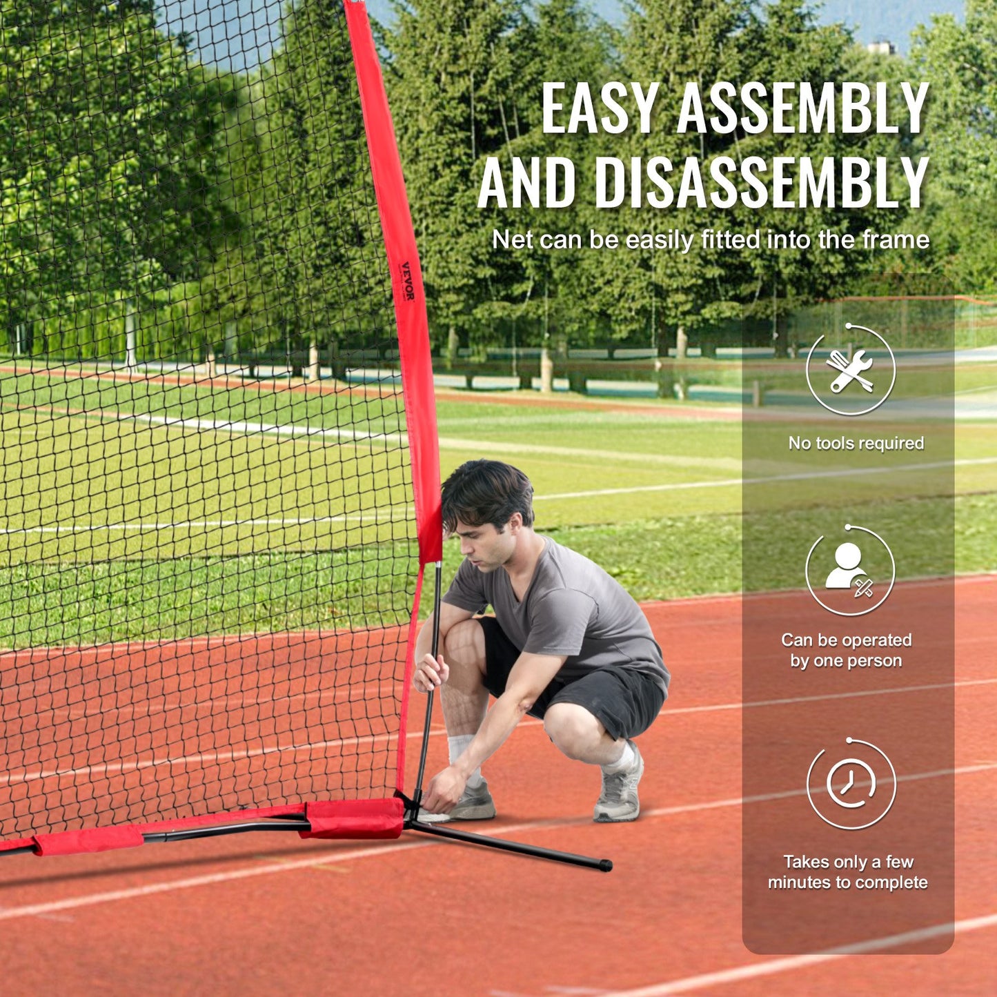 VEVOR Barricade Backstop Net, 12x9 ft Ball Sports Barrier Netting, Portable Practice