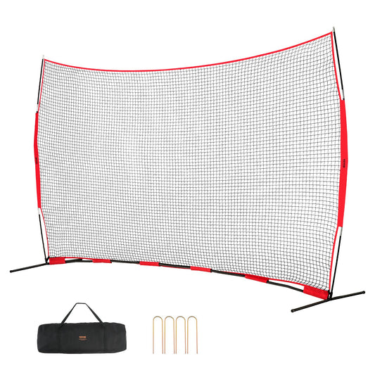 VEVOR Barricade Backstop Net, 16x10 ft Ball Sports Barrier Netting, Portable Practice