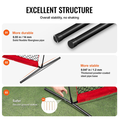 Portable 6x3m Sports Barrier Net for Training - Baseball, Soccer, Lacrosse