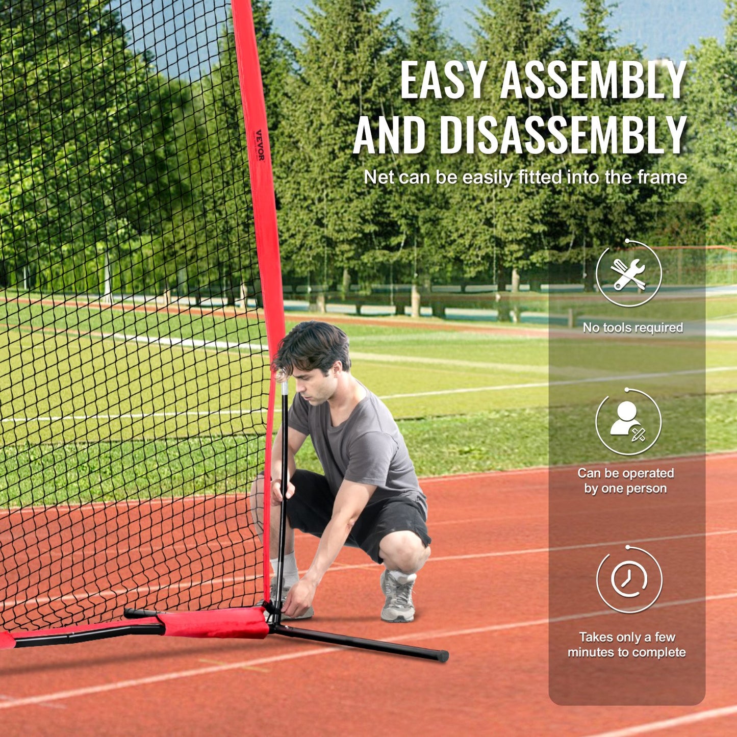 VEVOR Barricade Backstop Net, 20x10 ft Ball Sports Barrier Netting, Portable Practice