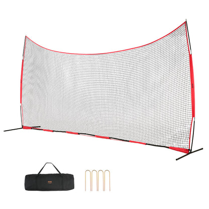 VEVOR Barricade Backstop Net, 20x10 ft Ball Sports Barrier Netting, Portable Practice