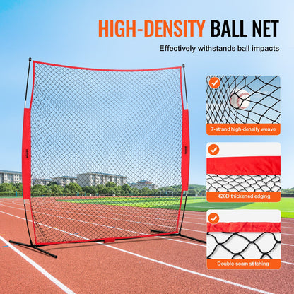 VEVOR Barricade Backstop Net, 7x7 ft Ball Sports Barrier Netting, Portable Practice