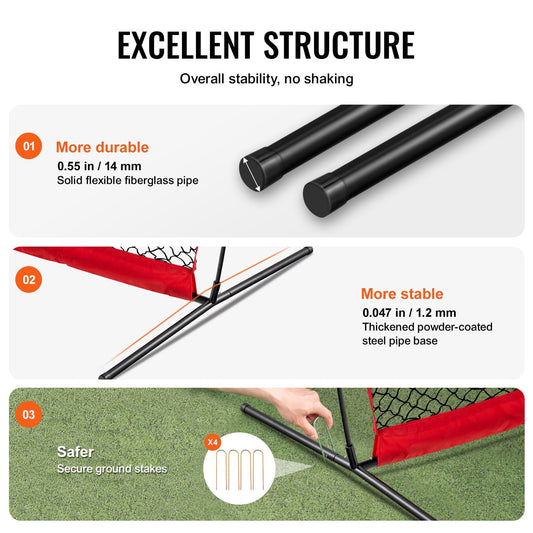 Portable 2.1m x 2.1m Sports Barrier Net with Carry Bag for Training Sessions