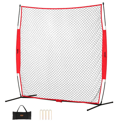 VEVOR Barricade Backstop Net, 7x7 ft Ball Sports Barrier Netting, Portable Practice