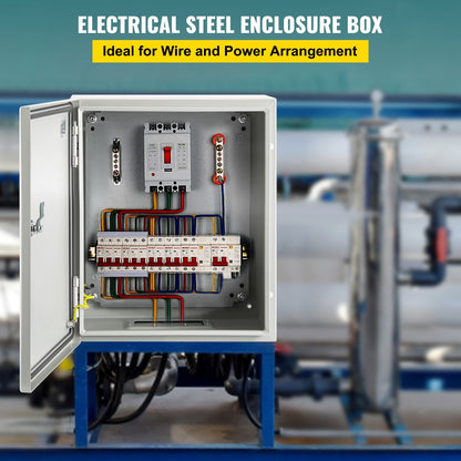 Steel Electrical Enclosure Box, IP66 Rated, 25x20x15 cm, Lockable & Waterproof
