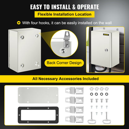VEVOR NEMA Steel Enclosure ,12 x 8 x 6\'\' NEMA 4X Steel Electrical Box, IP66 Waterproof