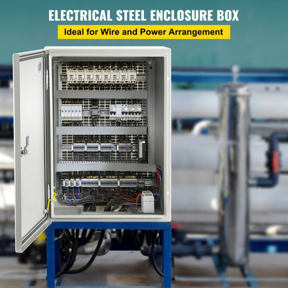 Weatherproof Steel Electrical Enclosure Box with Lock & Mounting Plate, IP66