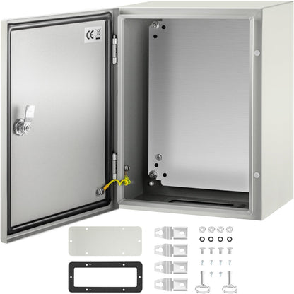 Weatherproof Steel Electrical Enclosure Box with Lock & Mounting Plate, IP66