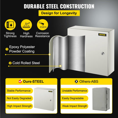 Carbon Steel Electrical Enclosure Box, IP66, 40x40x15 cm, Lockable & Waterproof