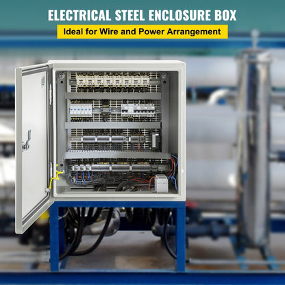 16x16x8 cm IP66 Steel Electrical Enclosure Box with Lock & Mounting Plate