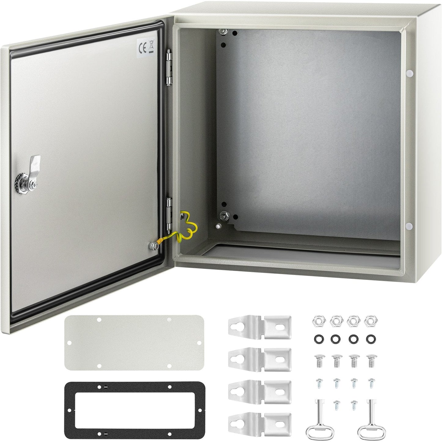 16x16x8 cm IP66 Steel Electrical Enclosure Box with Lock & Mounting Plate