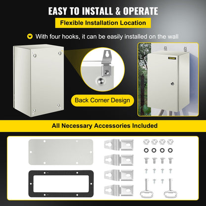 Steel Electrical Enclosure, 0.5 x 0.3 x 0.25m, IP66 Waterproof, Lockable Box