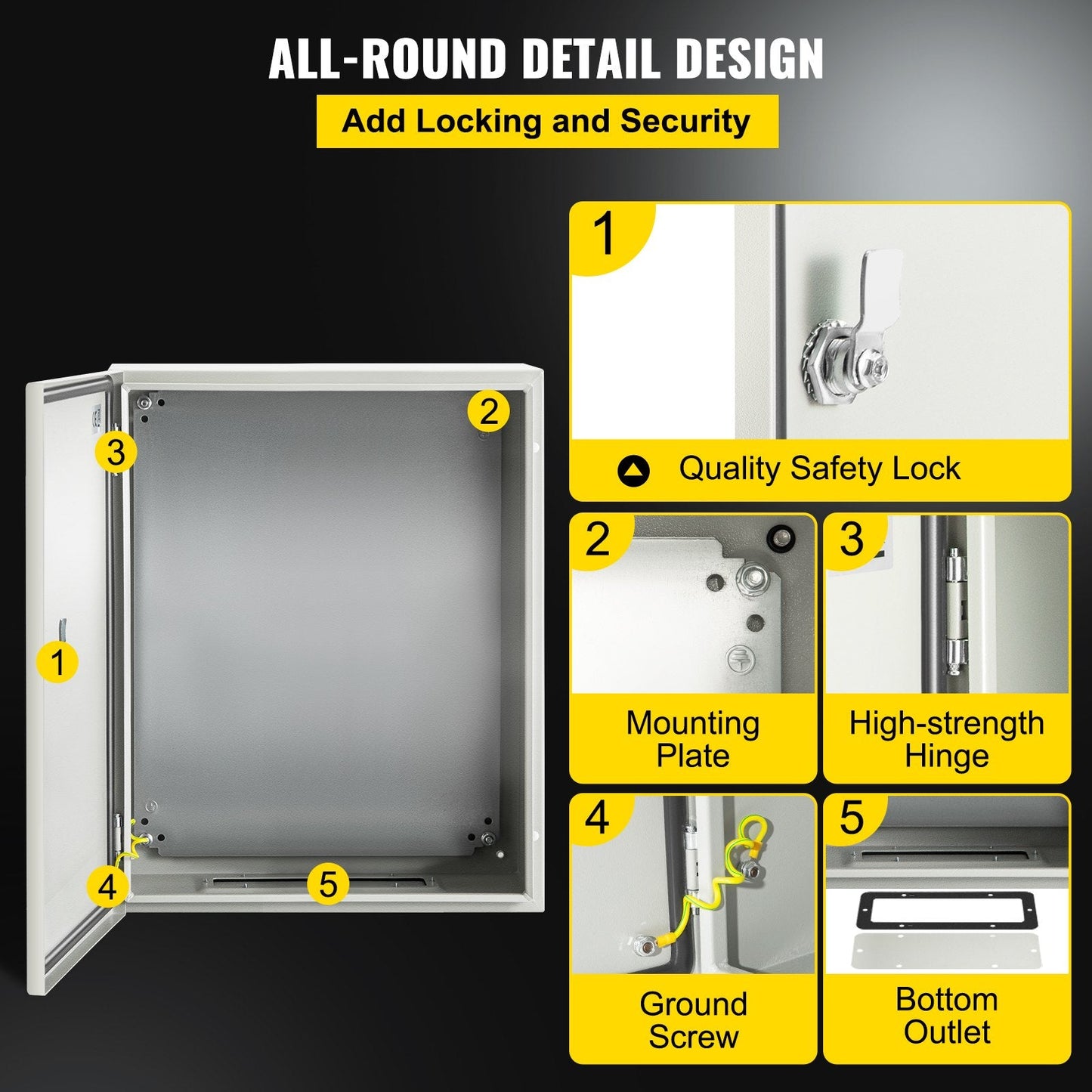 Steel Electrical Enclosure Box, 50x40x15 cm, Carbon Steel, IP66 Rated