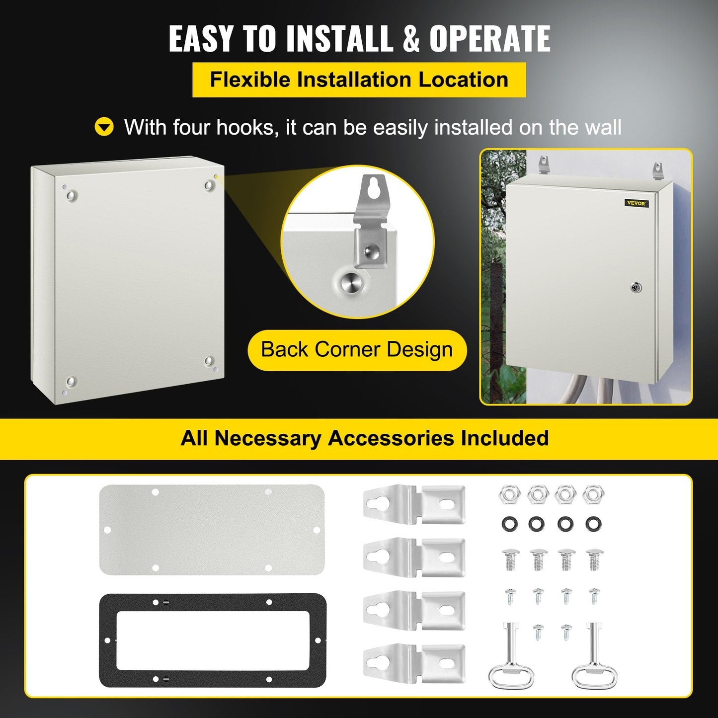 Steel Electrical Enclosure Box, 50x40x15 cm, Carbon Steel, IP66 Rated