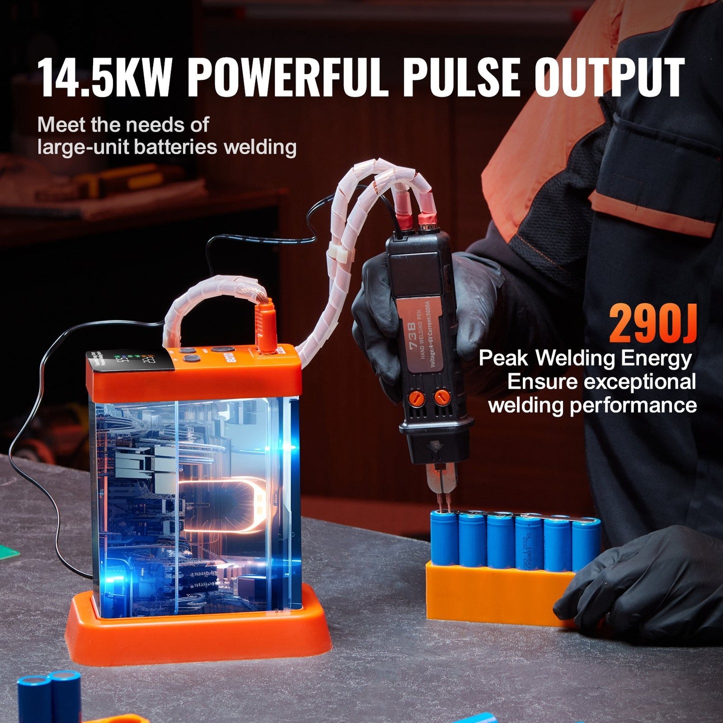 14.5KW Portable Battery Spot Welder with LED Display, 0.1-0.3mm Nickel Welding