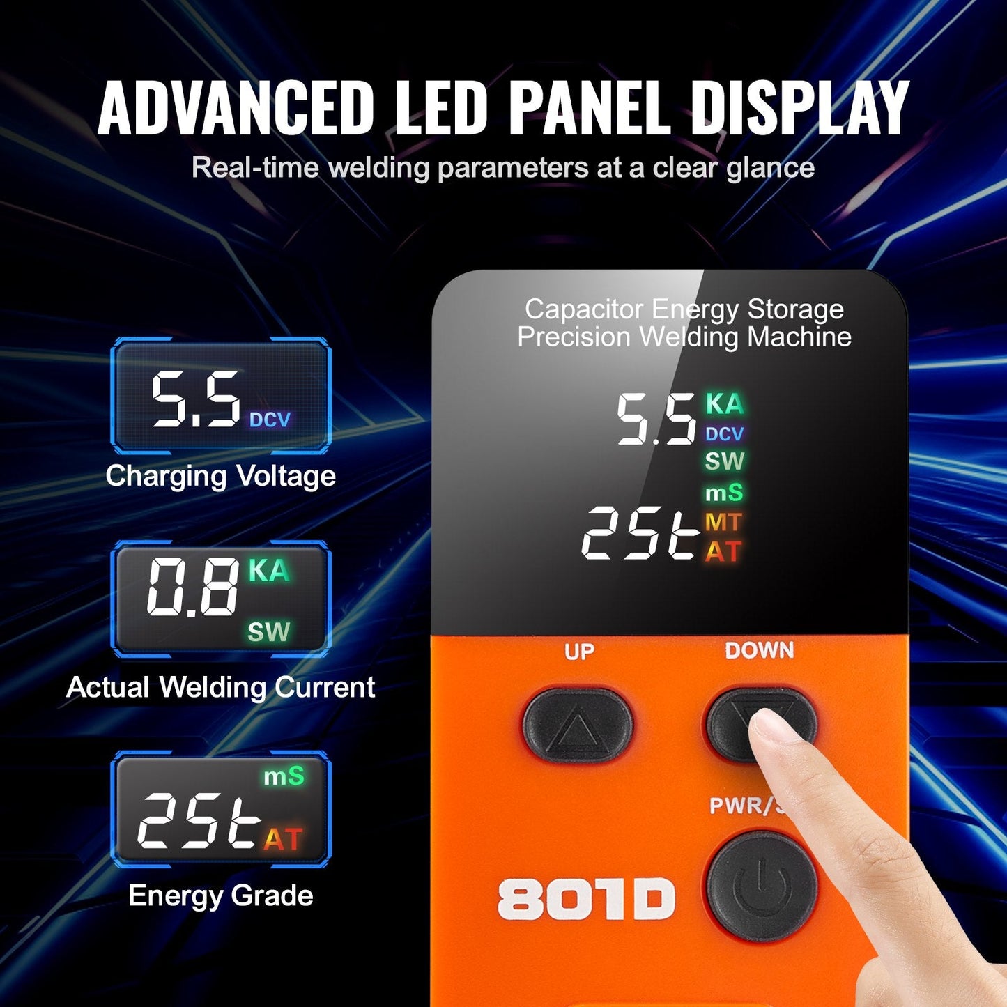 14.5KW Portable Battery Spot Welder with LED Display, 0.1-0.3mm Nickel Welding