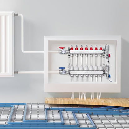 7-Branch Radiant Heat Manifold 1/2" PEX Tubing Floor Heating Manifold Set