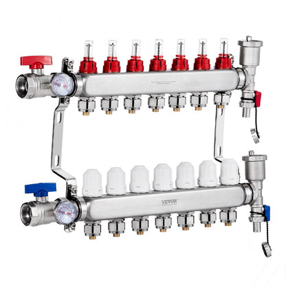 7-Branch Radiant Heat Manifold 1/2" PEX Tubing Floor Heating Manifold Set