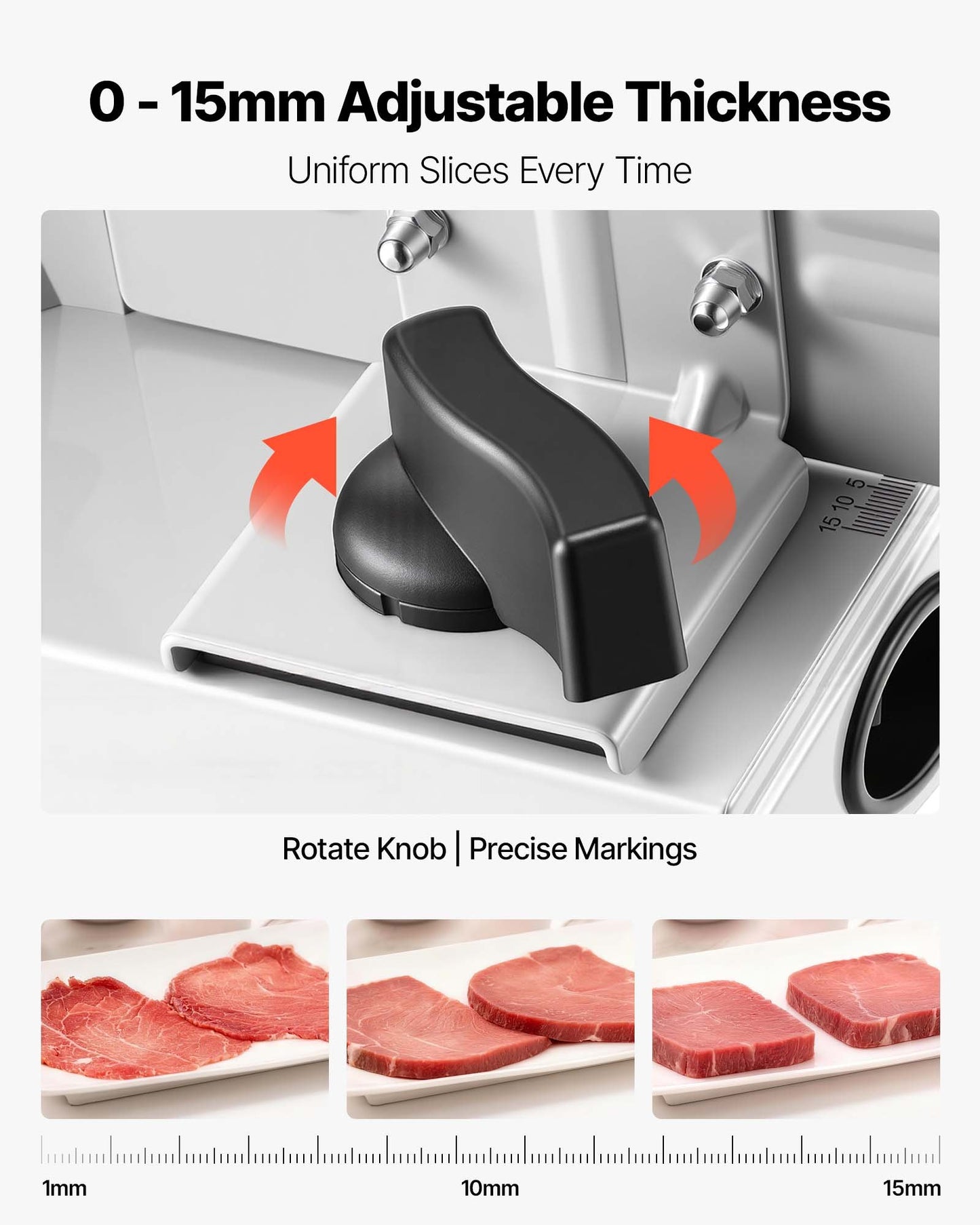 Meat Slicer, Electric Deli Slicer with Two 190mm SUS420 Blades & 0-15mm Adjustable Thickness, 200W Home Food-Slicer for Frozen Meat, Ham, Baguett, Steak