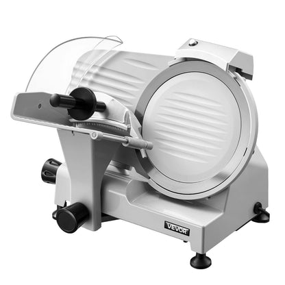 Commercial Meat Slicer, 300W Electric Cutter, Removable 25cm Carbon Steel Blade and Food Tray, 0-12mm Adjustable Thickness Food Slicer Machine,for Frozen Meat, Ham, Baguett, Steak, ETL Approved