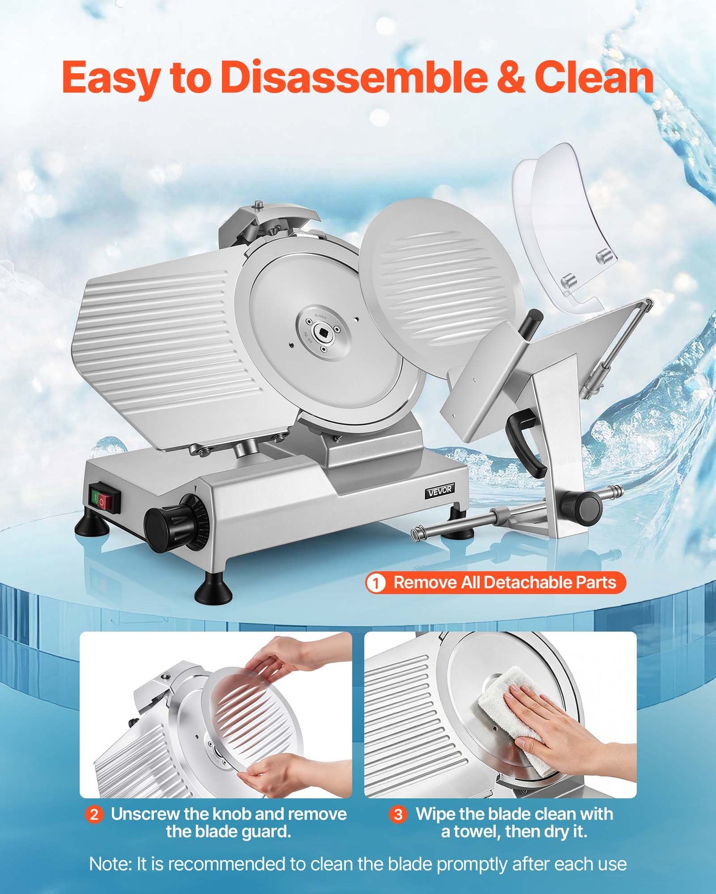 Commercial Meat Slicer, 400W Electric Cutter, Removable 30cm Carbon Steel Blade and Food Tray, 0-15mm Adjustable Thickness Food Slicer Machine, for Frozen Meat, Ham, Baguett, Steak, ETL Approved