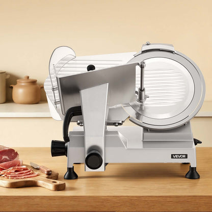 Commercial Meat Slicer, 400W Electric Cutter, Removable 30cm Carbon Steel Blade and Food Tray, 0-15mm Adjustable Thickness Food Slicer Machine, for Frozen Meat, Ham, Baguett, Steak, ETL Approved