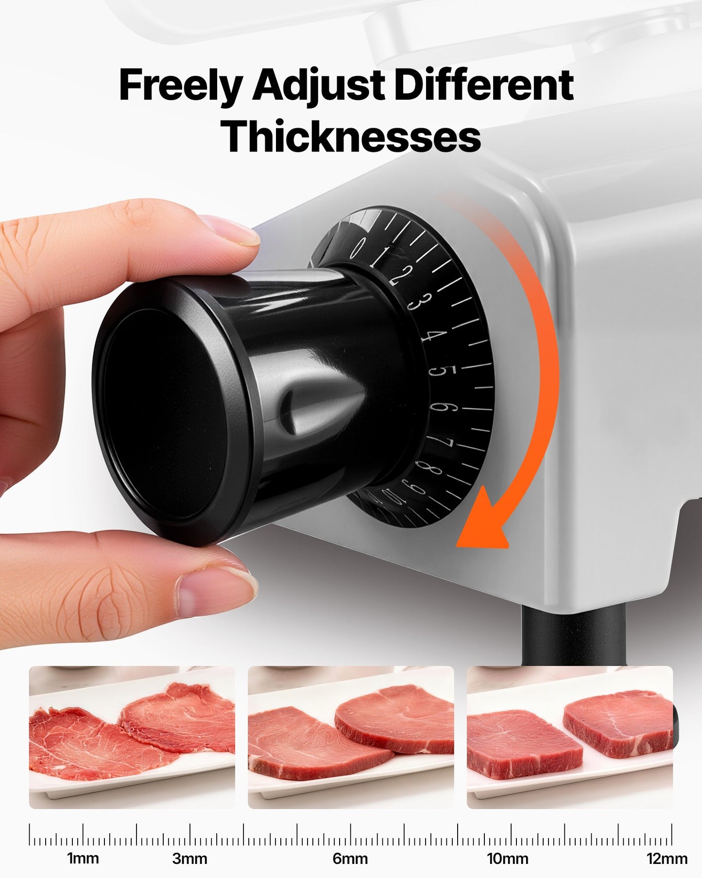 Commercial Meat Slicer 300W Electric Cutter 22cm Carbon Steel Blade, Food Slicer Machine with Removable Blade and Food Tray, 0-12mm Adjustable Thickness ,for Frozen Meat, Ham, Baguett, Steak