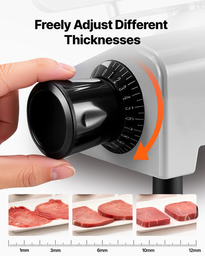 Commercial Meat Slicer 300W Electric Cutter 22cm Carbon Steel Blade, Food Slicer Machine with Removable Blade and Food Tray, 0-12mm Adjustable Thickness ,for Frozen Meat, Ham, Baguett, Steak