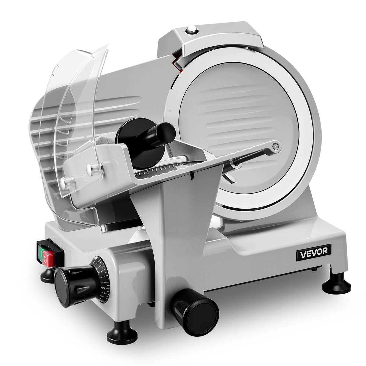 Commercial Meat Slicer 300W Electric Cutter 22cm Carbon Steel Blade, Food Slicer Machine with Removable Blade and Food Tray, 0-12mm Adjustable Thickness ,for Frozen Meat, Ham, Baguett, Steak
