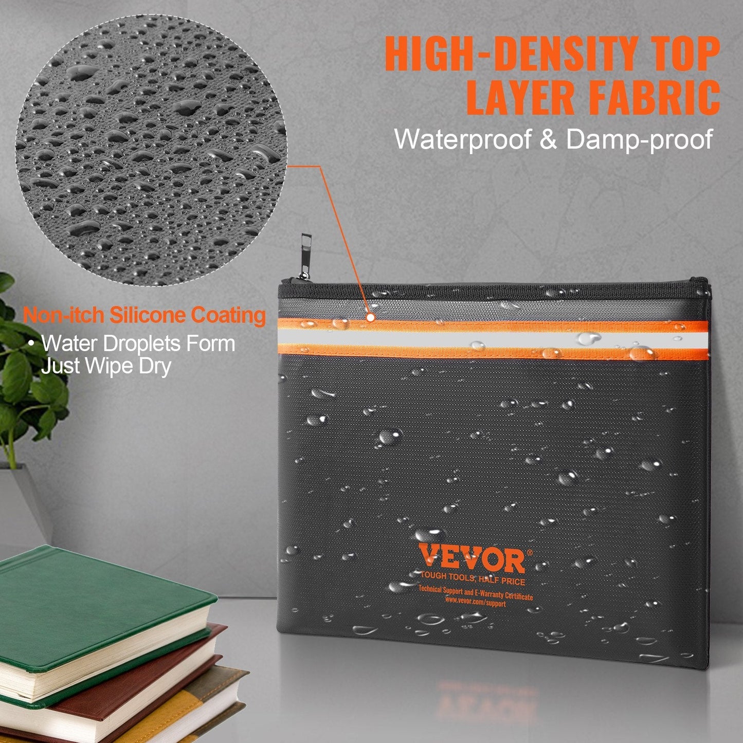 Fire-Resistant & Waterproof Document Bag with Dual Compartments, 0.33x0.26 m