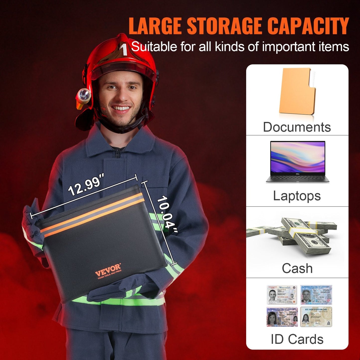 Fire-Resistant & Waterproof Document Bag with Dual Compartments, 0.33x0.26 m