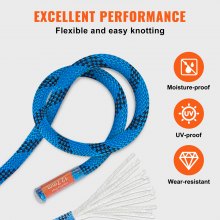 12.7mm Static Climbing Rope 45.7m Blue - High Strength, Low Stretch, with Bag