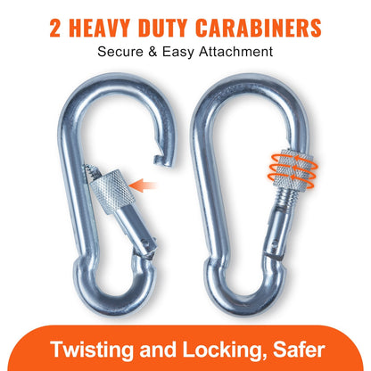 Premium Static Climbing Rope 9.75m with Carabiners and Storage Bag, 26KN Strength