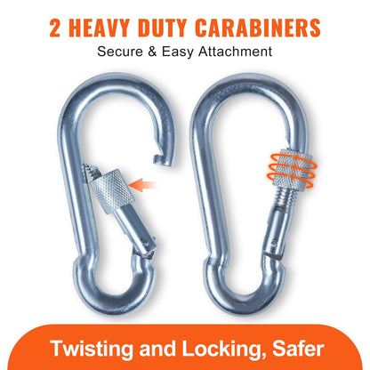 Premium 19.5m Static Climbing Rope with Carabiners, 26KN Breaking Strength