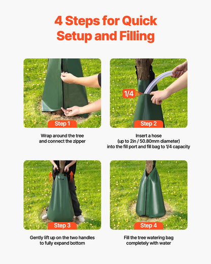Tree Watering Bag, 12 Packs 20 Gallons Watering Bags for New Trees, 5-9 Hours Slow Release Refillable Tree Drip Irrigation Bags with Zipper, Durable Tree Watering System for Deep Root Targeting
