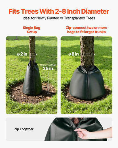 75.7 L Tree Watering Bags, 25 Pack 3-4 Hours Slow Release Gator Bags for Trees, Heavy Duty PE Tree Drip Irrigation Bag with Zipper, Durable & Reusable Deep Root Shrub Watering Bag