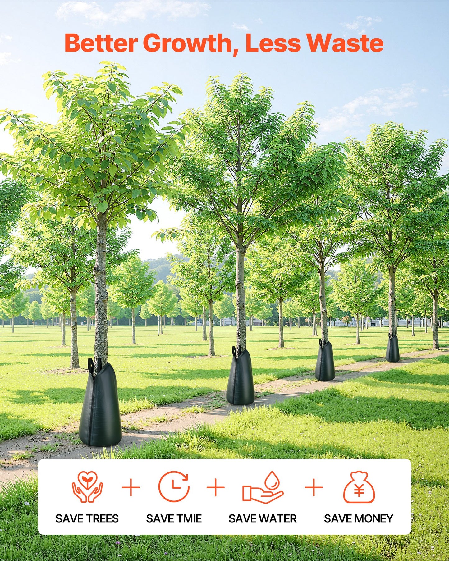 75.7 L Tree Watering Bags, 4 Pack 3-4 Hours Slow Release Gator Bags for Trees, Heavy Duty PE Tree Drip Irrigation Bag with Zipper, Durable & Reusable Deep Root Shrub Watering Bag