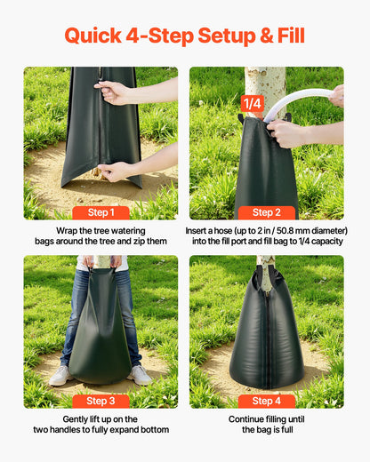 75.7 L Tree Watering Bags, 4 Pack 3-4 Hours Slow Release Gator Bags for Trees, Heavy Duty PE Tree Drip Irrigation Bag with Zipper, Durable & Reusable Deep Root Shrub Watering Bag
