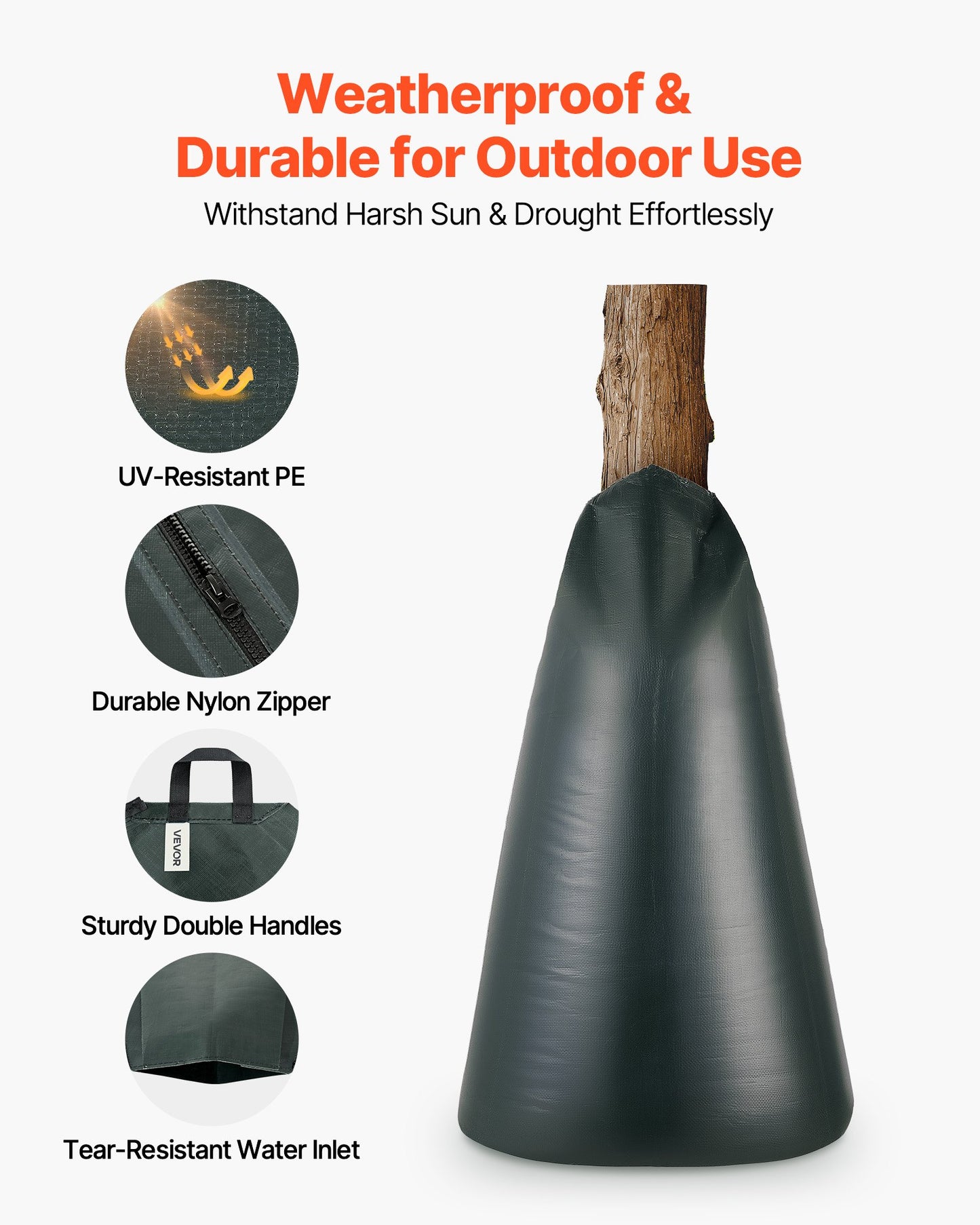 75.7 L Tree Watering Bags, 8 Pack 3-4 Hours Slow Release Gator Bags for Trees, Heavy Duty PE Tree Drip Irrigation Bag with Zipper, Durable & Reusable Deep Root Shrub Watering Bag