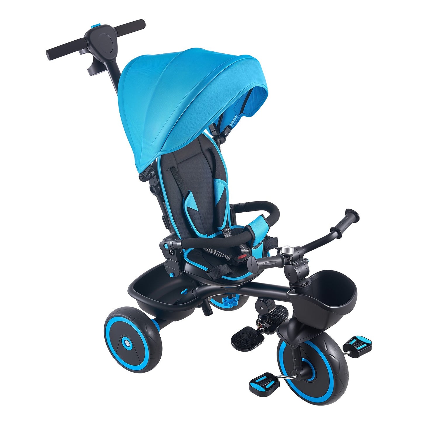 Toddler Tricycle & Stroller for 1-5 Year Old, 6-in-1 Kids Trike with Parent Push Handle, Canopy, Adjustable Seat and Storage, Tricycle for Toddlers, Birthday Toy for Boys and Girls, Blue/Black