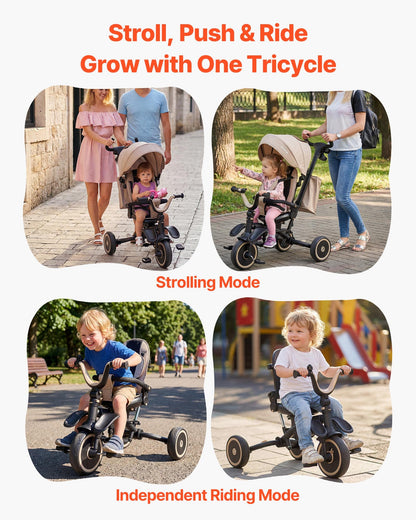 Toddler Tricycle & Stroller for 18 Months to 5 Year Old, 7-in-1 Kids Trike with Parent Push Handle, Canopy, Rotating Seat and Storage, Tricycle for Toddlers, Birthday Toy for Boys and Girls