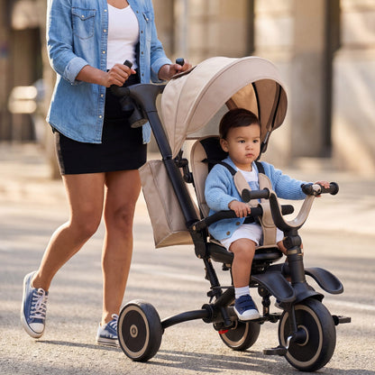 Toddler Tricycle & Stroller for 18 Months to 5 Year Old, 7-in-1 Kids Trike with Parent Push Handle, Canopy, Rotating Seat and Storage, Tricycle for Toddlers, Birthday Toy for Boys and Girls