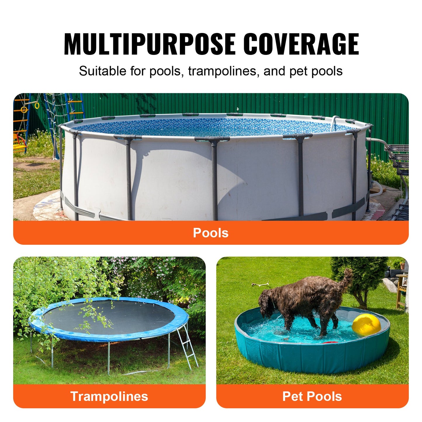 VEVOR 4.57m Round Pool Cover, Solar Covers for Above Ground Pools, Safety Pool Cover