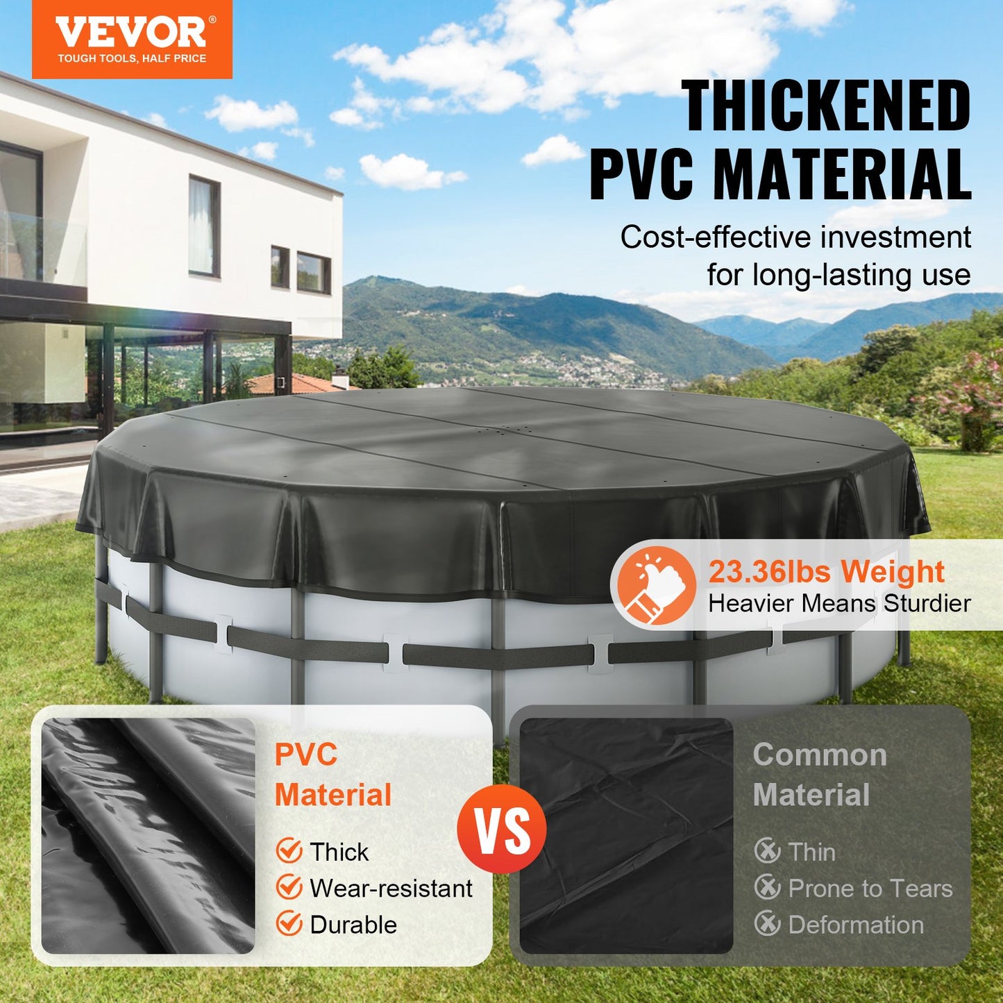 VEVOR 5.49m Round Pool Cover, Solar Covers for Above Ground Pools, Safety Pool Cover